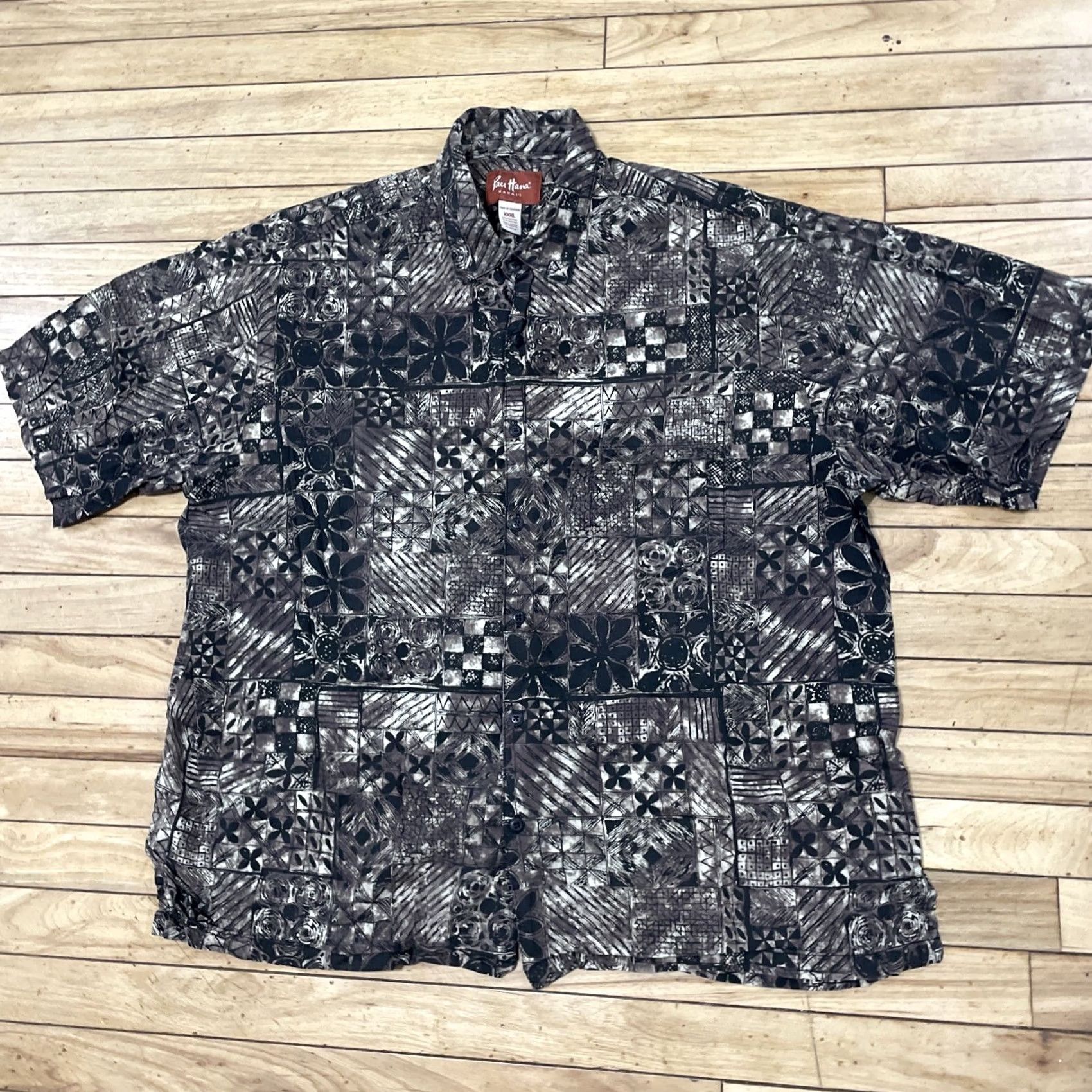 Vintage Pau Hana Hawaiian Shirt Men XXXL Brown Tribal Floral Plaid Camp Short Sleeve 3XL Size US XXL / EU 58 / 5 - 3 Thumbnail