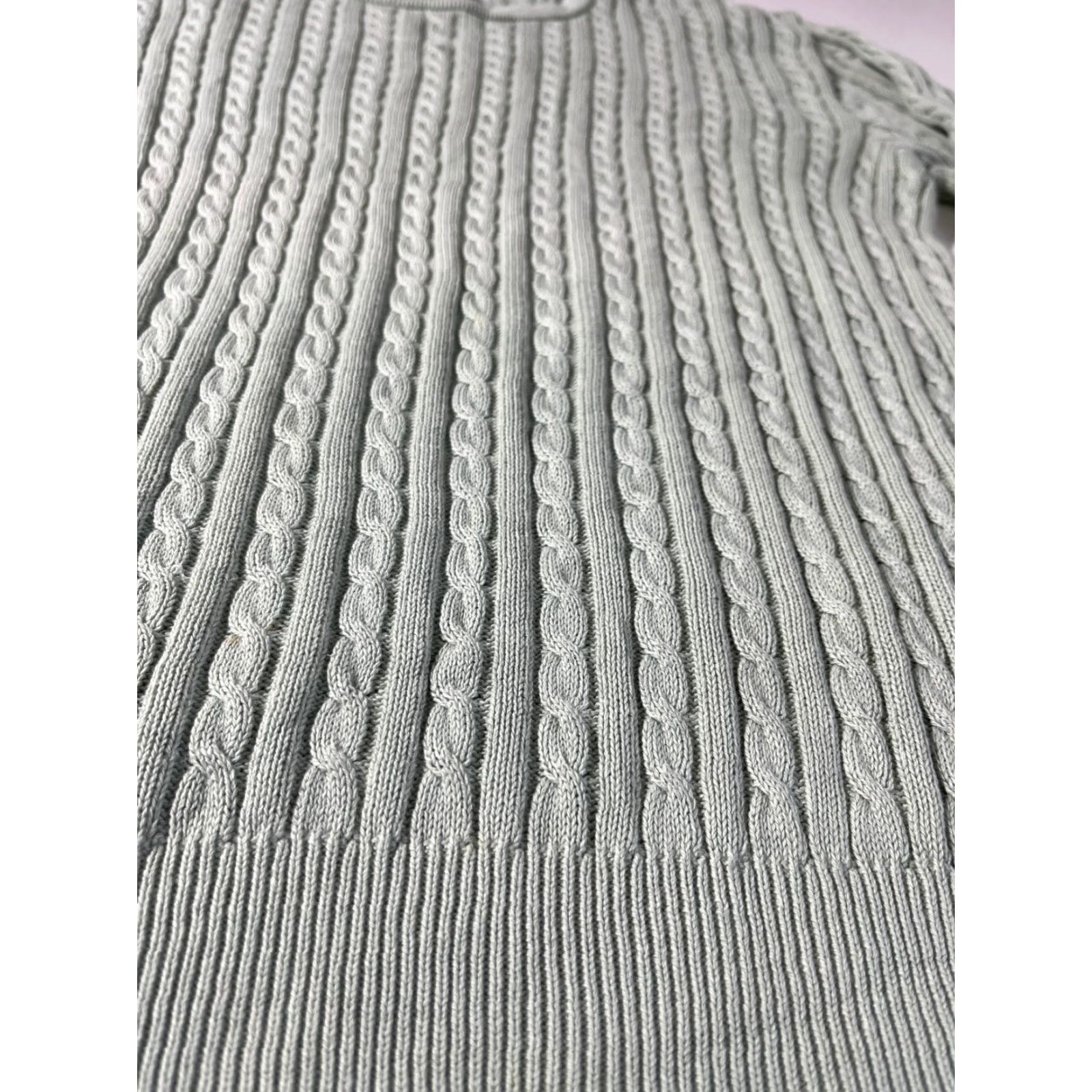 Brooks Brothers VINTAGE Brooks Brothers Women's Crewneck Pullover Sweater - Cable Knit - Green - 100% Cotton - Size L - Made in USA Size L / US 10 / IT 46 - 5 Thumbnail
