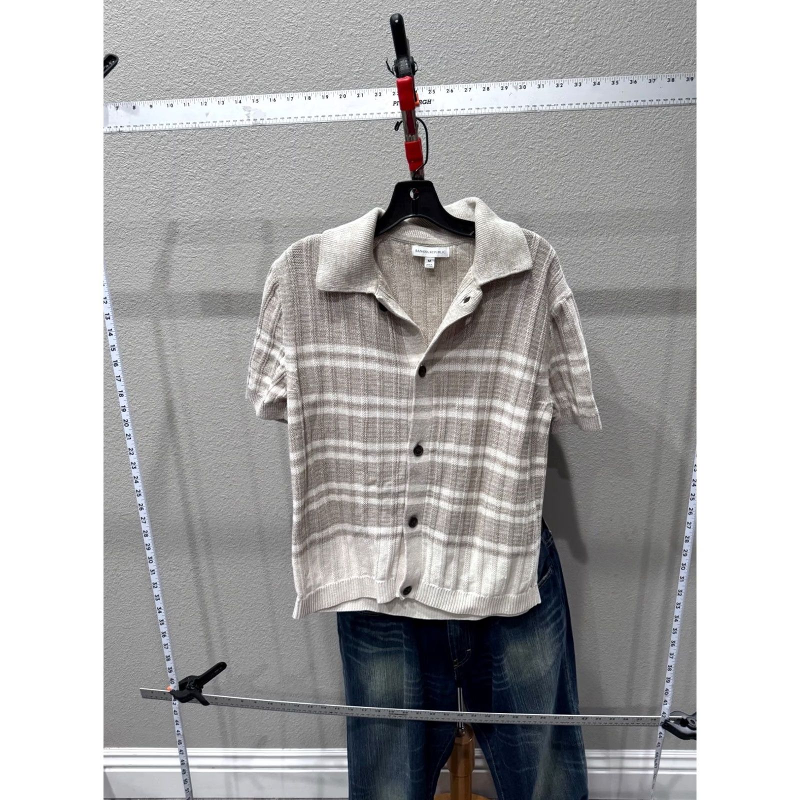 Banana Republic Banana Republic Shirt Men Medium M Woven Plaid Short Sleeve Button Up Multicolor Responsive Comfort Size US M / EU 48-50 / 2 - 2 Thumbnail
