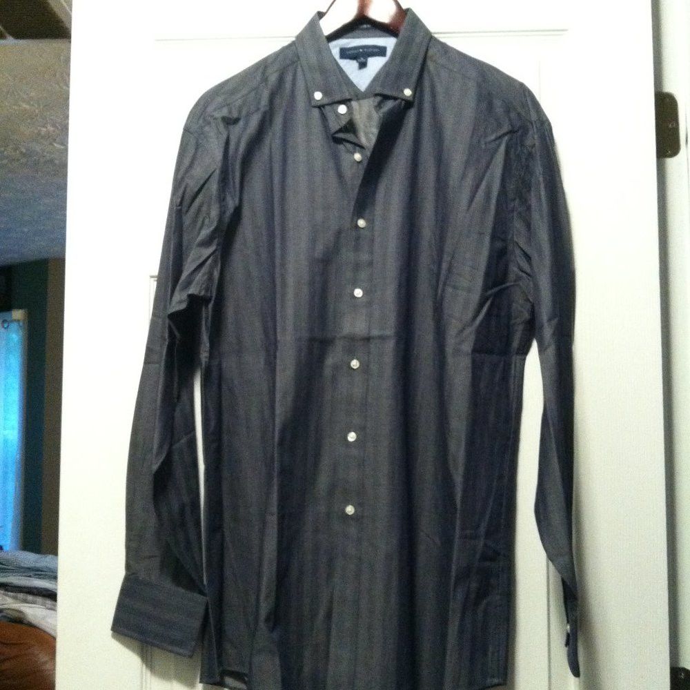 Tommy Hilfiger TOMMY HILFIGER MENS NEW GRAY 100%COTTON DRESS SHIRT 16/34-35 Size US L / EU 52-54 / 3 - 3 Thumbnail
