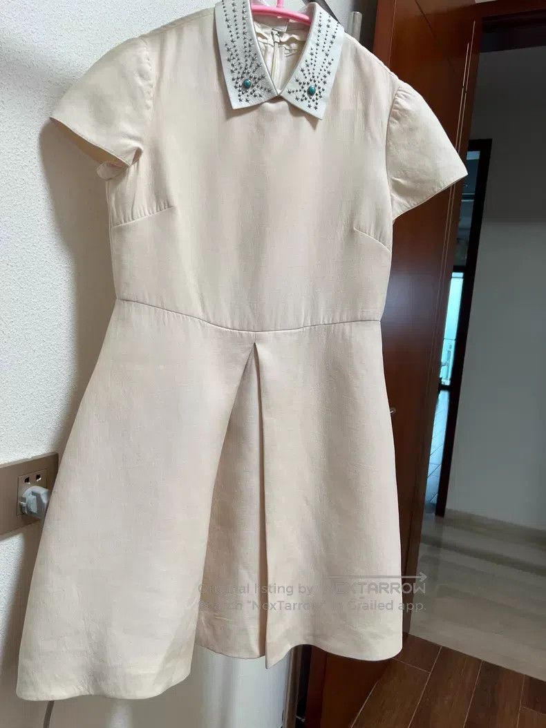 Valentino Valentino Off-white leather bow tie dress Size L / US 10 / IT 46 - 1 Thumbnail