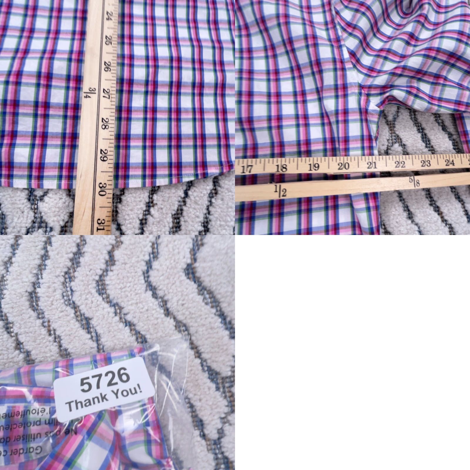 johnnie-O johnnie-O Shirt Men Medium Pink Plaid Button Up Dress Preppy Tartan Poplin Size 40R - 8 Thumbnail