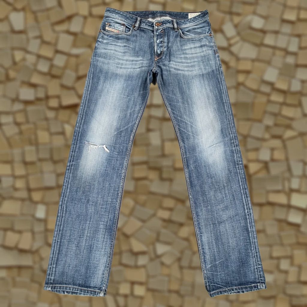 Diesel Diesel Jeans Blue Waykee Regular Straight Distressed Denim W34 L34 Button Fly 5-Pocket Mens Size US 34 / EU 50 - 1 Thumbnail