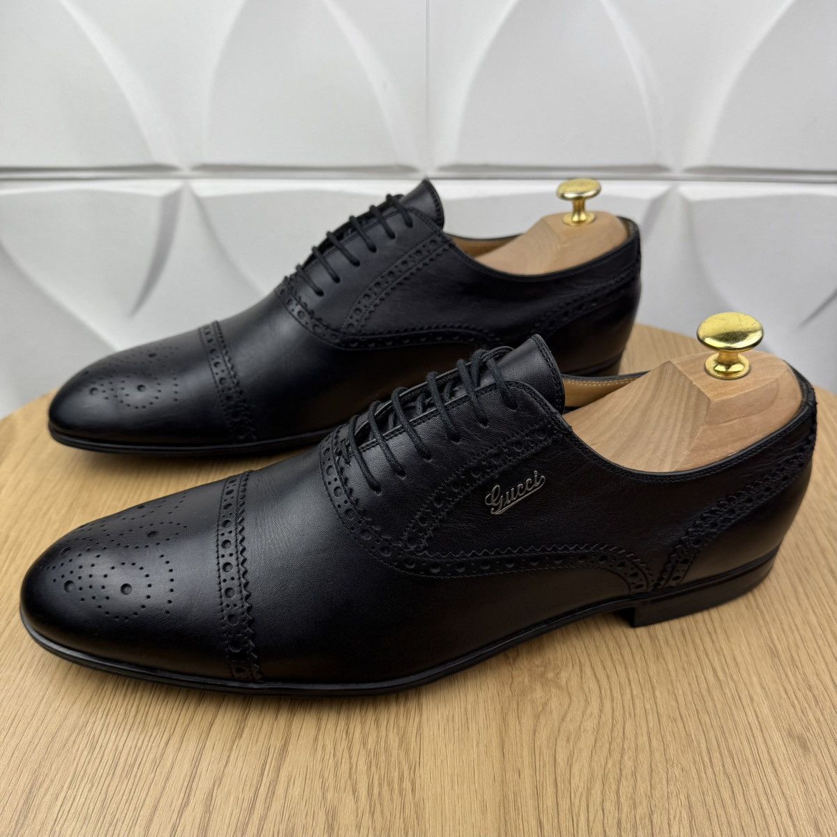 Gucci GUCCI Oxfords Brogues Suede Shoes Lace Up Metal Logo 