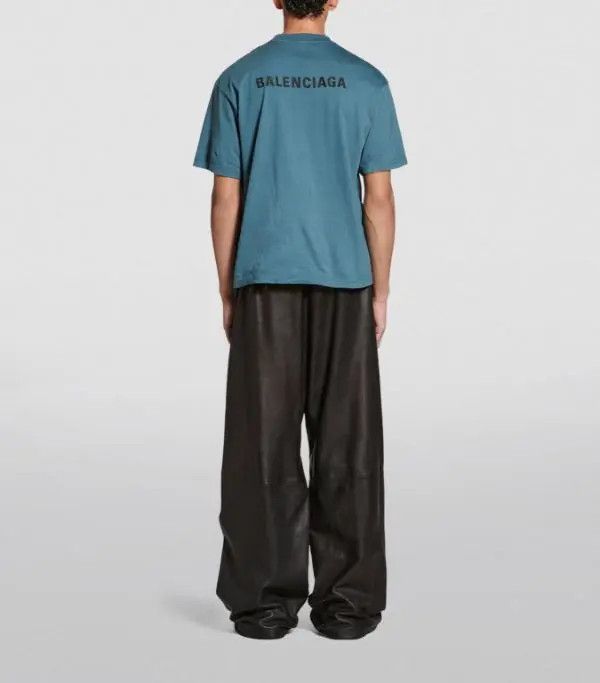 Balenciaga o1bcso1str1124 Back T-Shirt Medium Fit in Slate Blue Size US M / EU 48-50 / 2 - 5 Thumbnail