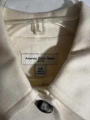 Designer Amanda Smith Petite Wool Jacket - Elegant Cream Suit Jacket Size M / US 6-8 / IT 42-44 - 2 Thumbnail