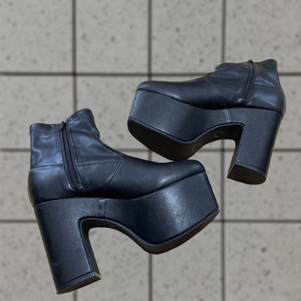 Vintage Harajuku C S. T&P Platform High Heels Black Zip Booties Women 8 Goth Rave Street Size US 8 / IT 38 - 1 Thumbnail