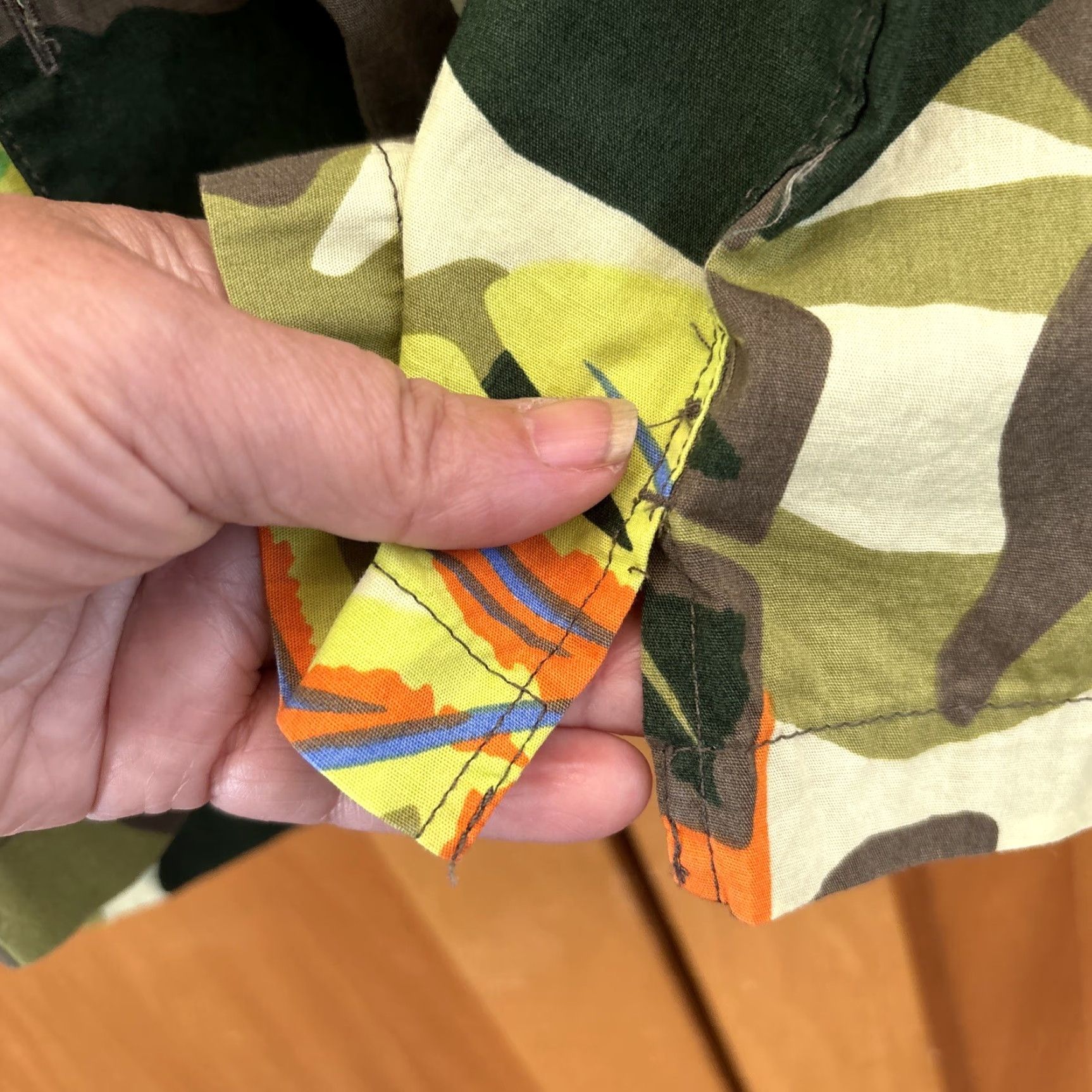 Vintage Sun Stone Men M Button-Down Shirt Green Leafy Camouflage Print NEW Cotton Short Sleeve Size US M / EU 48-50 / 2 - 7 Thumbnail