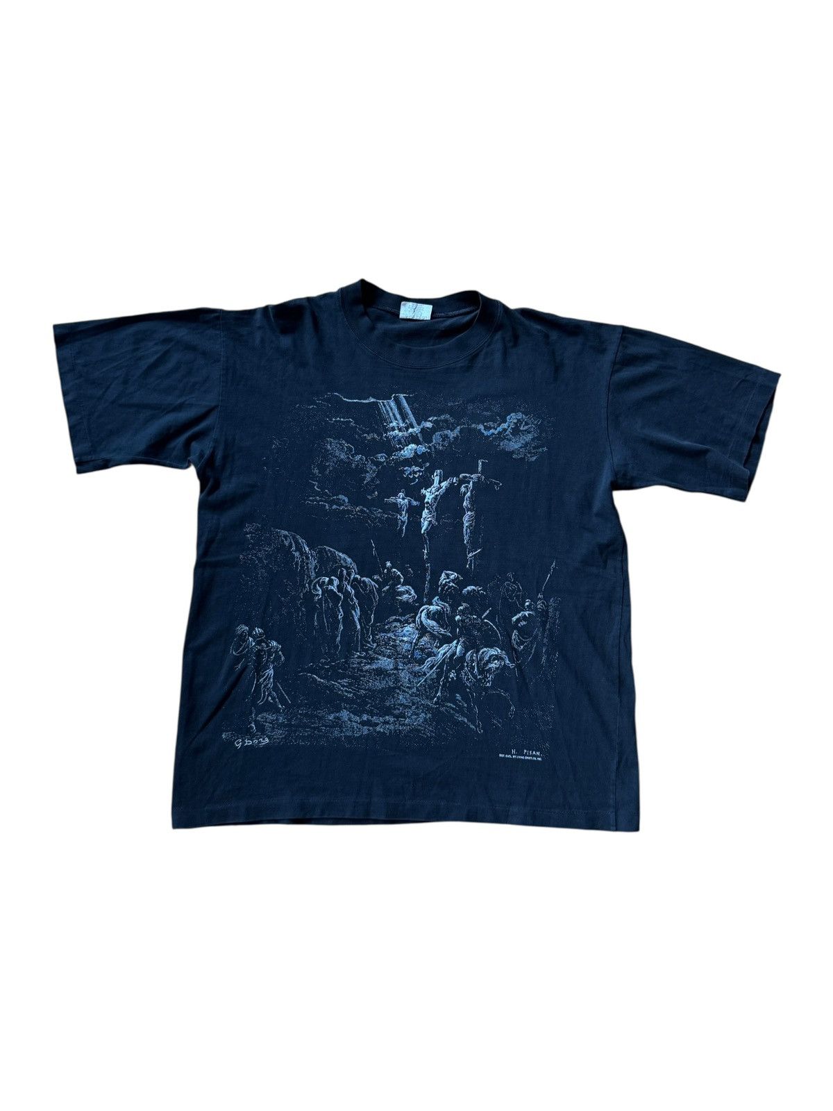 Vintage *RARE* 90s VINTAGE GUSTAVE DORE ART TEE GOD JESUS BIBLE TEE Size US XL / EU 56 / 4 - 7 Thumbnail