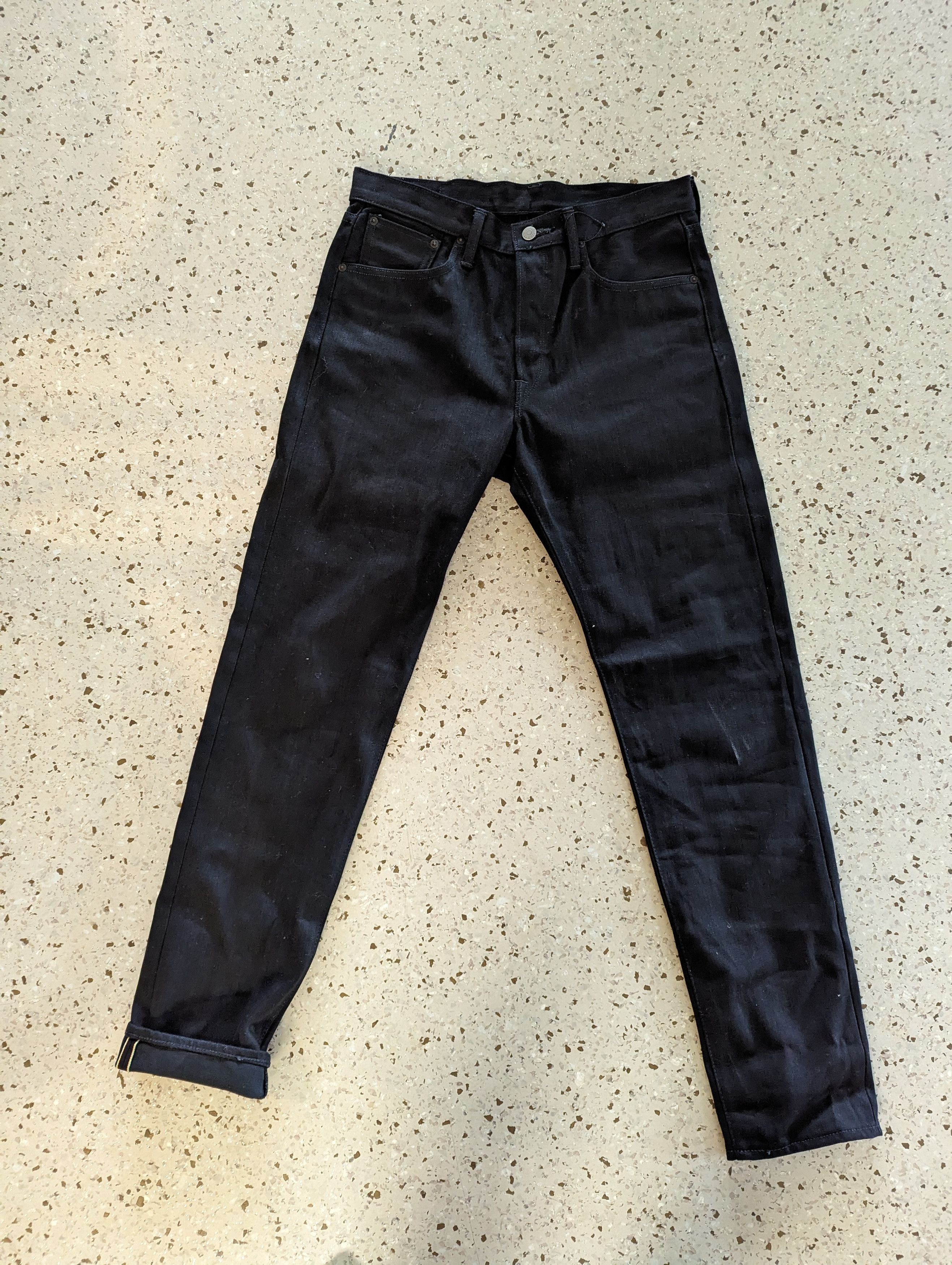 image of Edwin Regular Tapered Black Unwashed 30/32 Denim Jeans, Men's