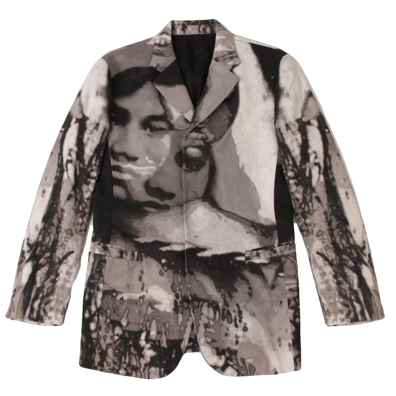 Jean Paul Gaultier Face Graphic Snap Button Jacket in White and Gray Size US M / EU 48-50 / 2 - 1 Thumbnail