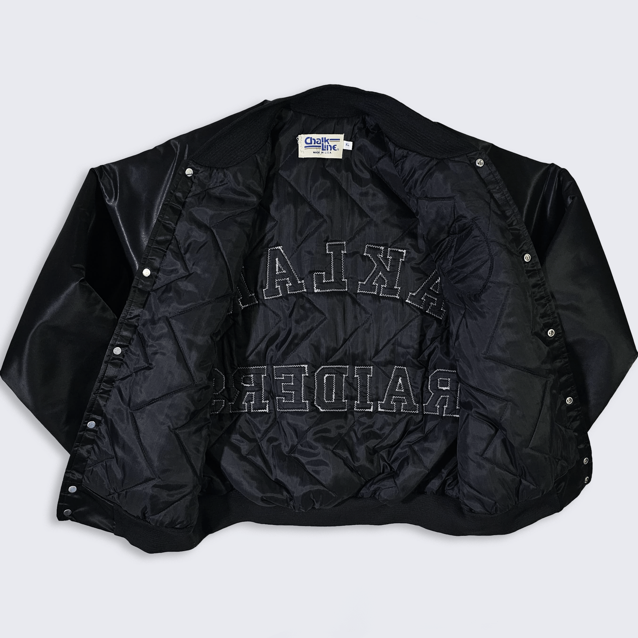 Vintage Oakland Raiders Vintage 90s Chalk Line Satin Bomber Jacket Size US XL / EU 56 / 4 - 3 Thumbnail