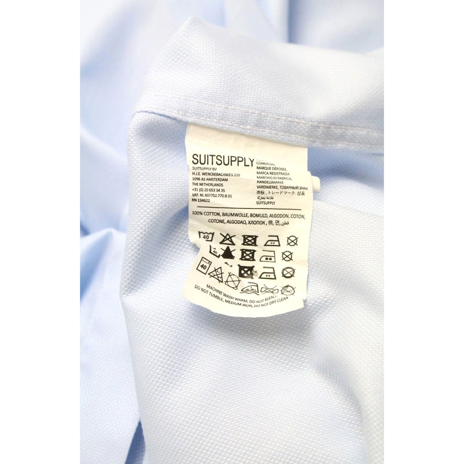 Suitsupply SUITSUPPLY Formal Shirt Men's 41 / 16 Slim Fit Cutaway Collar Blue Button Size 42R - 7 Thumbnail
