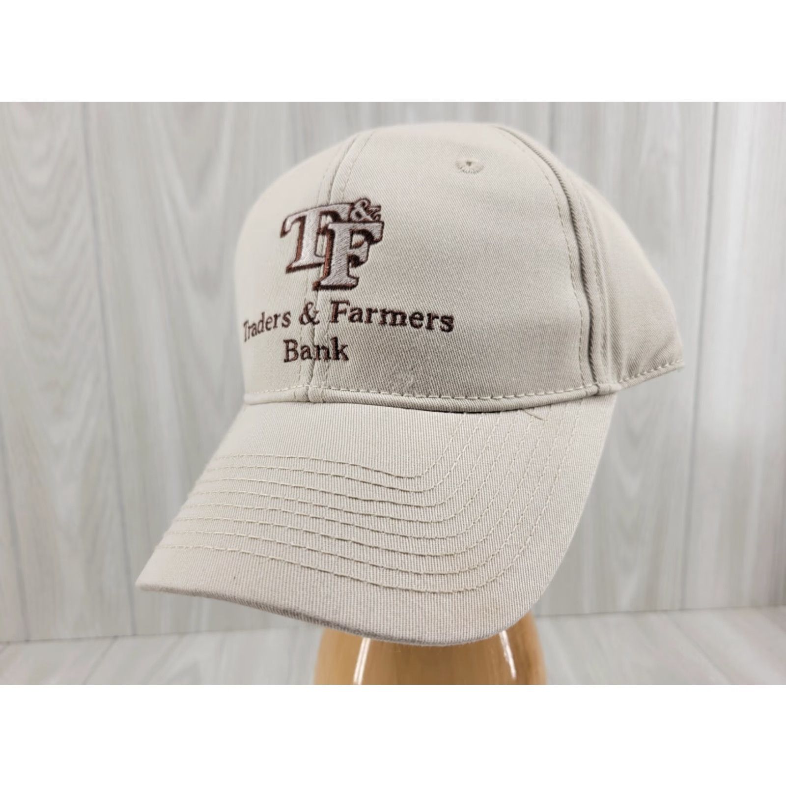 Vintage Traders & Farmers Bank Khaki Hat Men's Adjustable The Game Baseball Cap Accessories Mens Adjustable Khaki Hat Size ONE SIZE - 2 Thumbnail