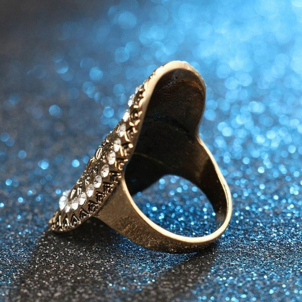 Designer Antique Crystal Ethnic Indian Style Gold Ring - Size 6 Size ONE SIZE - 4 Thumbnail