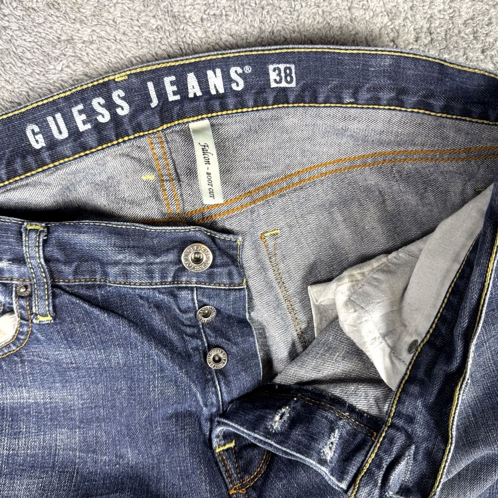 Guess Guess Jeans Falcon Mens 38x32 Dark Blue Denim Baggy - Y2K Bootcut - Low Rise - 5-Pocket - Button Zip Size US 38 / EU 54 - 7 Thumbnail
