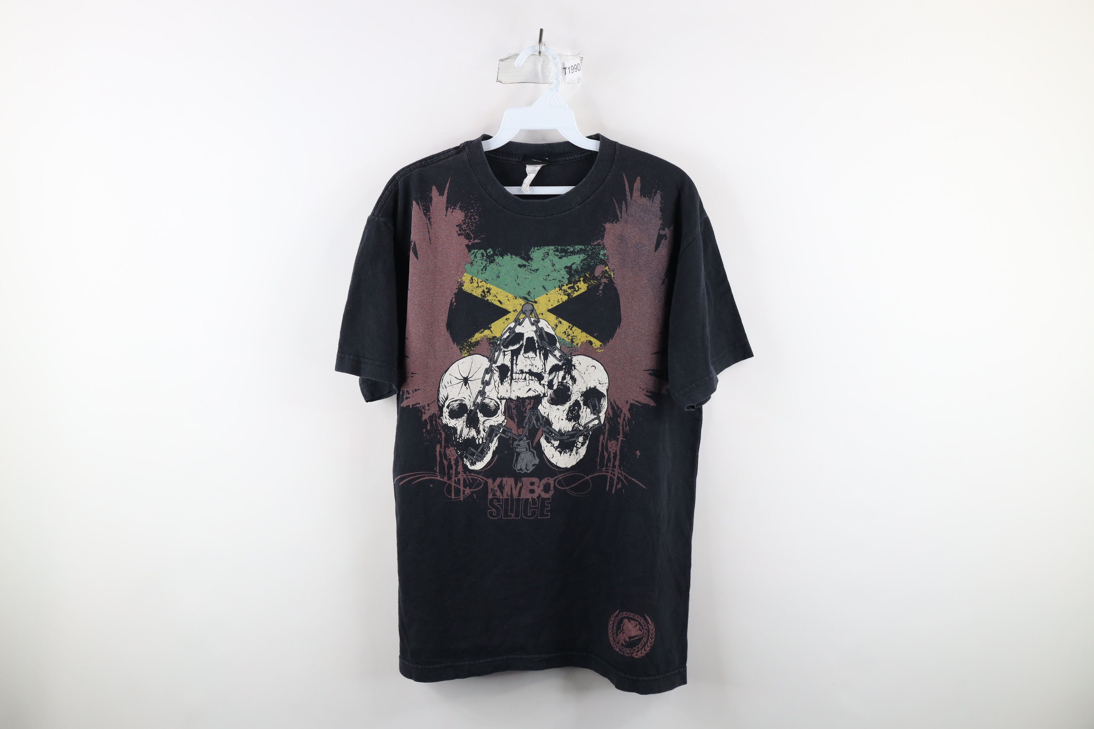 Vintage UFC MMA Spell Out Skull Kimbo Slice T-Shirt Black