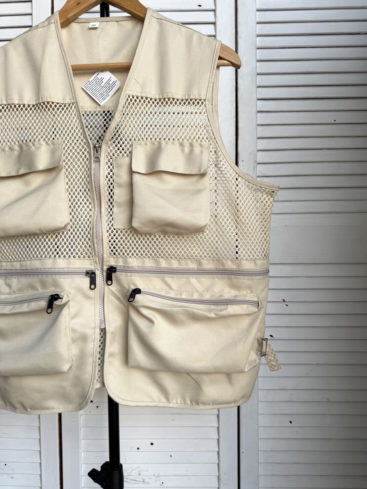Vintage Utility Fishing Vest Mesh Multi Pocket Beige Tactical Size US XL / EU 56 / 4 - 5 Thumbnail