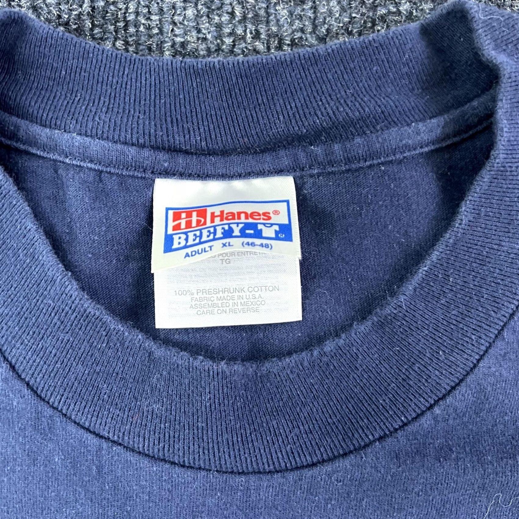 Hanes VINTAGE Budweiser Shirt Mens XL Navy Blue Hanes Beefy T Short Sleeve Beer Logo Graphic Size US XL / EU 56 / 4 - 3 Thumbnail