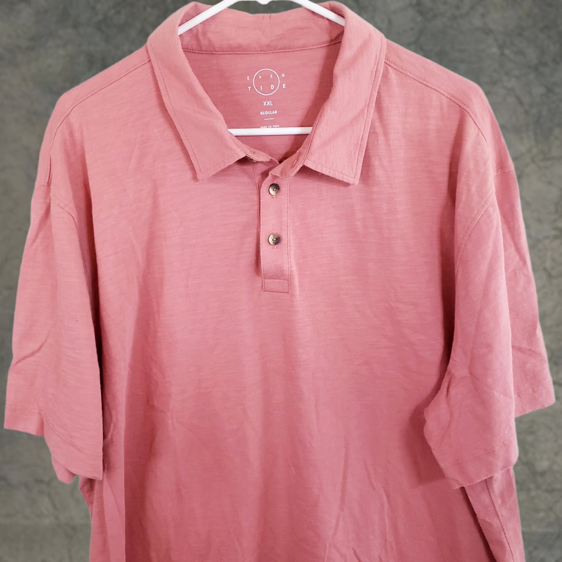 Vintage Even Tide Polo Shirt Short Sleeve Men 2XL Regular 100% Cotton Coral Pink Shirts Mens Polo Size US XXL / EU 58 / 5 - 1 Thumbnail