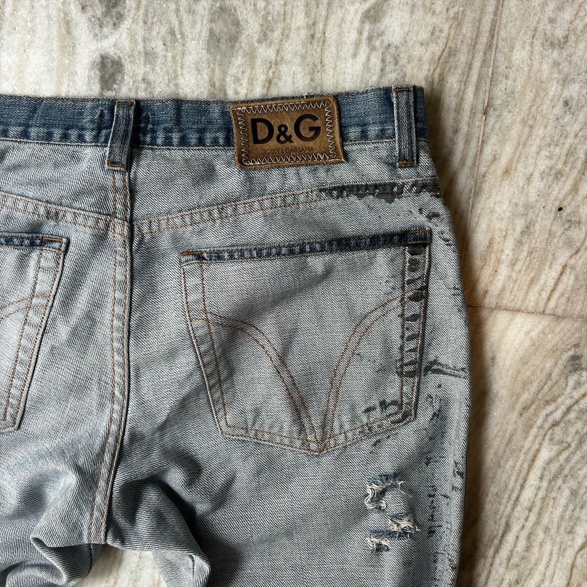 Dolce & Gabbana 2002 Dolce Gabbana Inside out Oil stain Denim Size US 31 - 5 Thumbnail