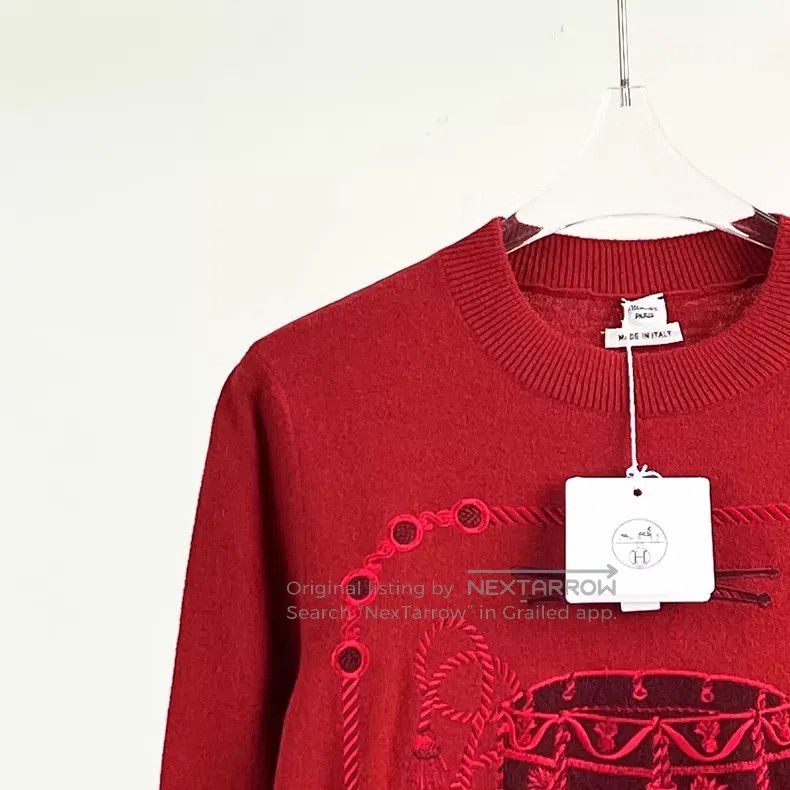 Hermes Hermes Red Round Neck Knit Top Size XXS / US 00 / IT 34 - 3 Thumbnail