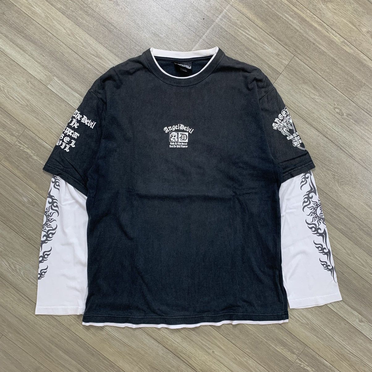 Japanese Brand Angel Devil Dragon Poem Y2K Double Layerd Size US L / EU 52-54 / 3 - 3 Thumbnail