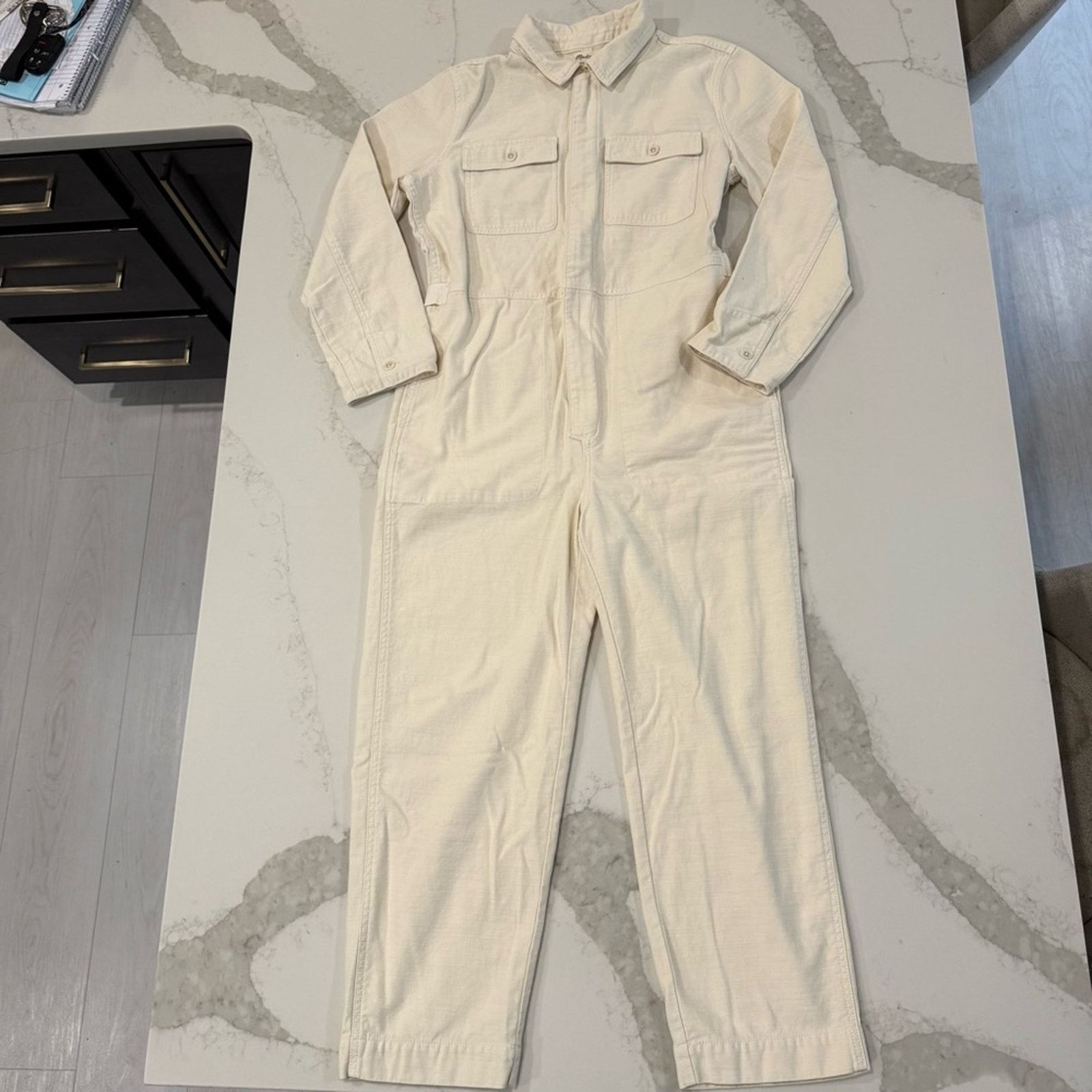 Madewell Madewell Long Sleeved Utility Coveralls Women’s Medium Ivory Size 32" / US 10 / IT 46 - 1 Thumbnail