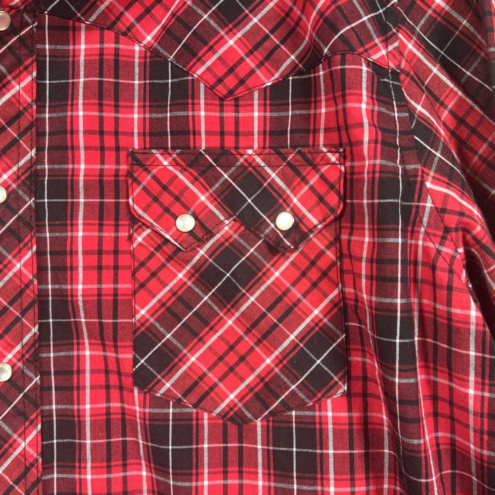 Wrangler Wrangler Western Mens XL Pearl Snap Shirt Red Plaid Sawtooth Pocket Cowboy Size US XL / EU 56 / 4 - 4 Thumbnail
