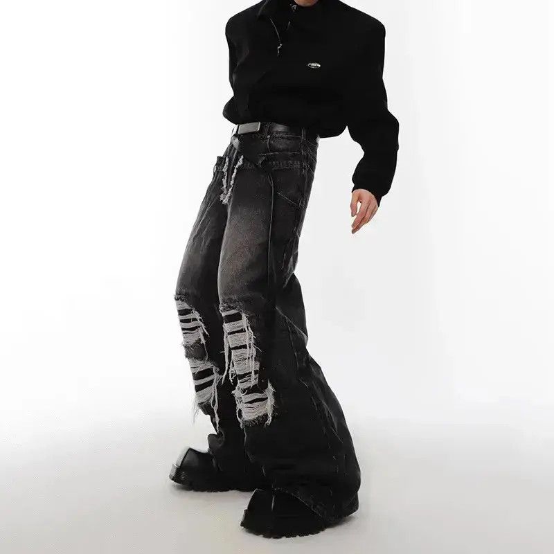Japanese Brand Japanese Opium Ripped pants design high street holes washed Size US 32 / EU 48 - 2 Thumbnail