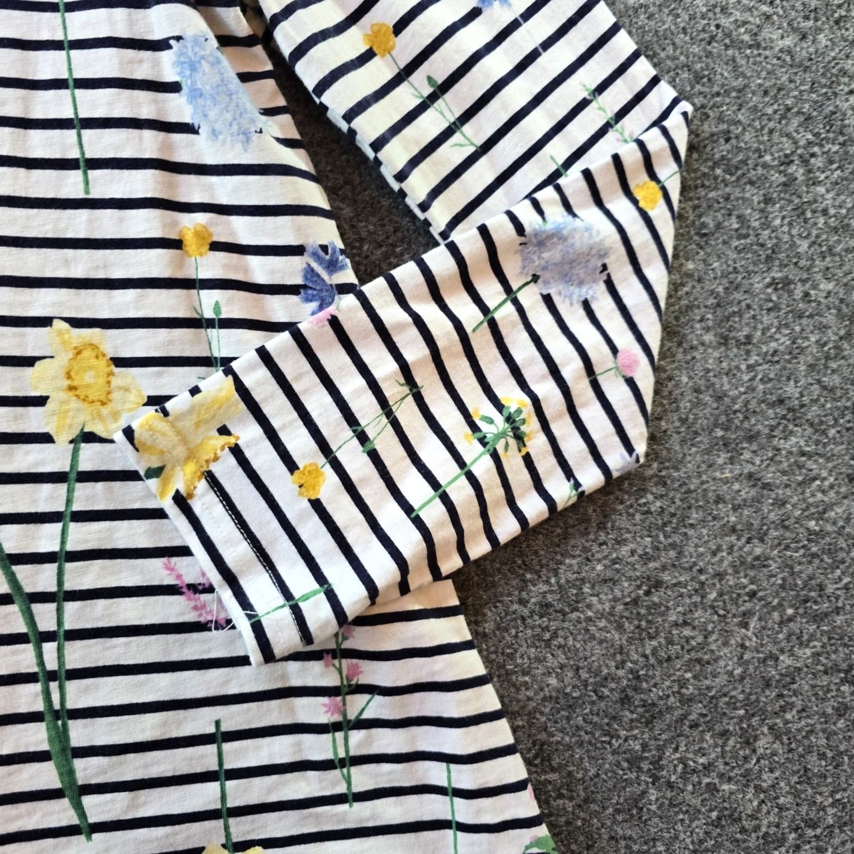 Vintage Joules Top Womens Size 8 Blue White Floral Boat Neck Long Sleeve Stretch Casual Blouse Size M / US 6-8 / IT 42-44 - 3 Thumbnail