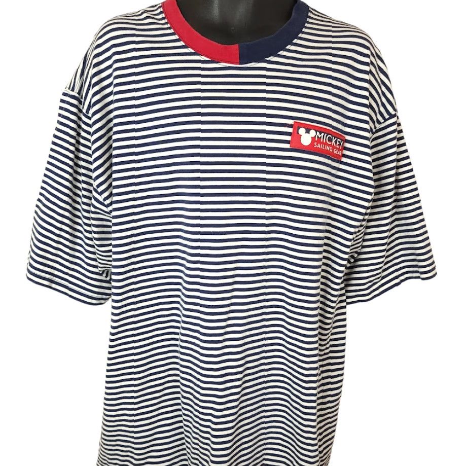 Disney VINTAGE Disney Mickey Sailing Gear T Shirt Mens 2XL Blue Striped 90s Disney Walt Disney Shirt Mens Size US XXL / EU 58 / 5 - 2 Thumbnail