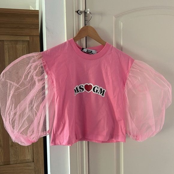 MSGM MSGM ITALY cotton Pink Balloon Sleeves T-Shirt SSENSE small Size S / US 4 / IT 40 - 10 Thumbnail