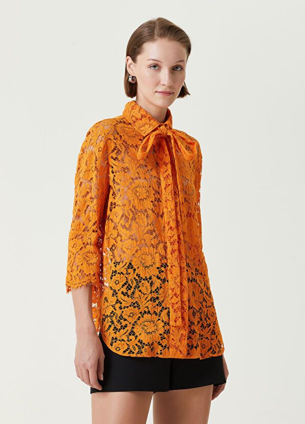 Valentino o1y0326 Solid Color Shirt in Orange Size S / US 4 / IT 40 - 2 Thumbnail