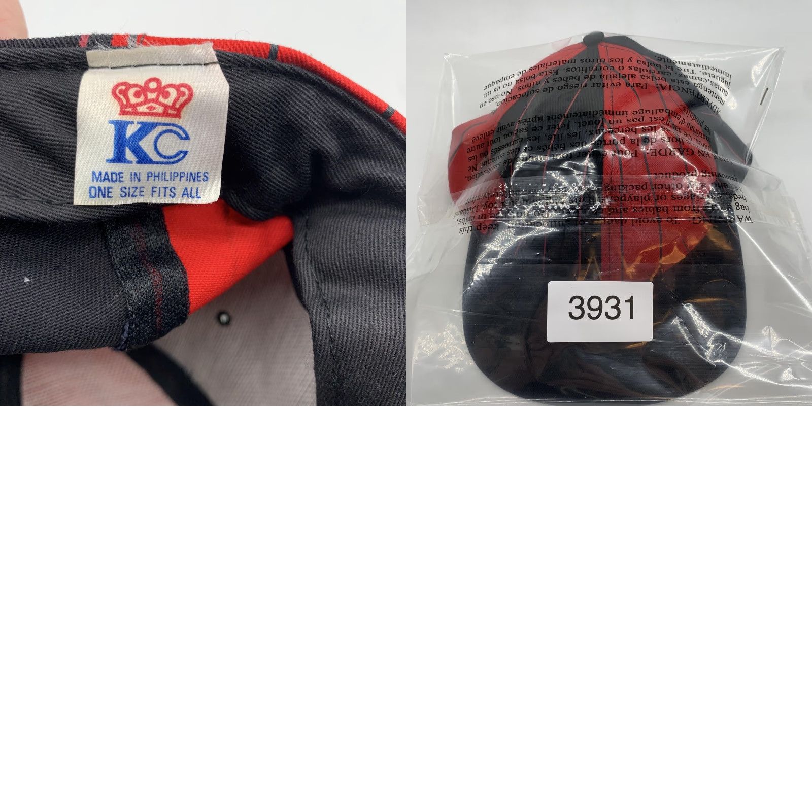 Vintage VINTAGE KC Hat Cap Snap Back Mens One Size Black Red Pinstripe Twill Baseball Size ONE SIZE - 8 Thumbnail
