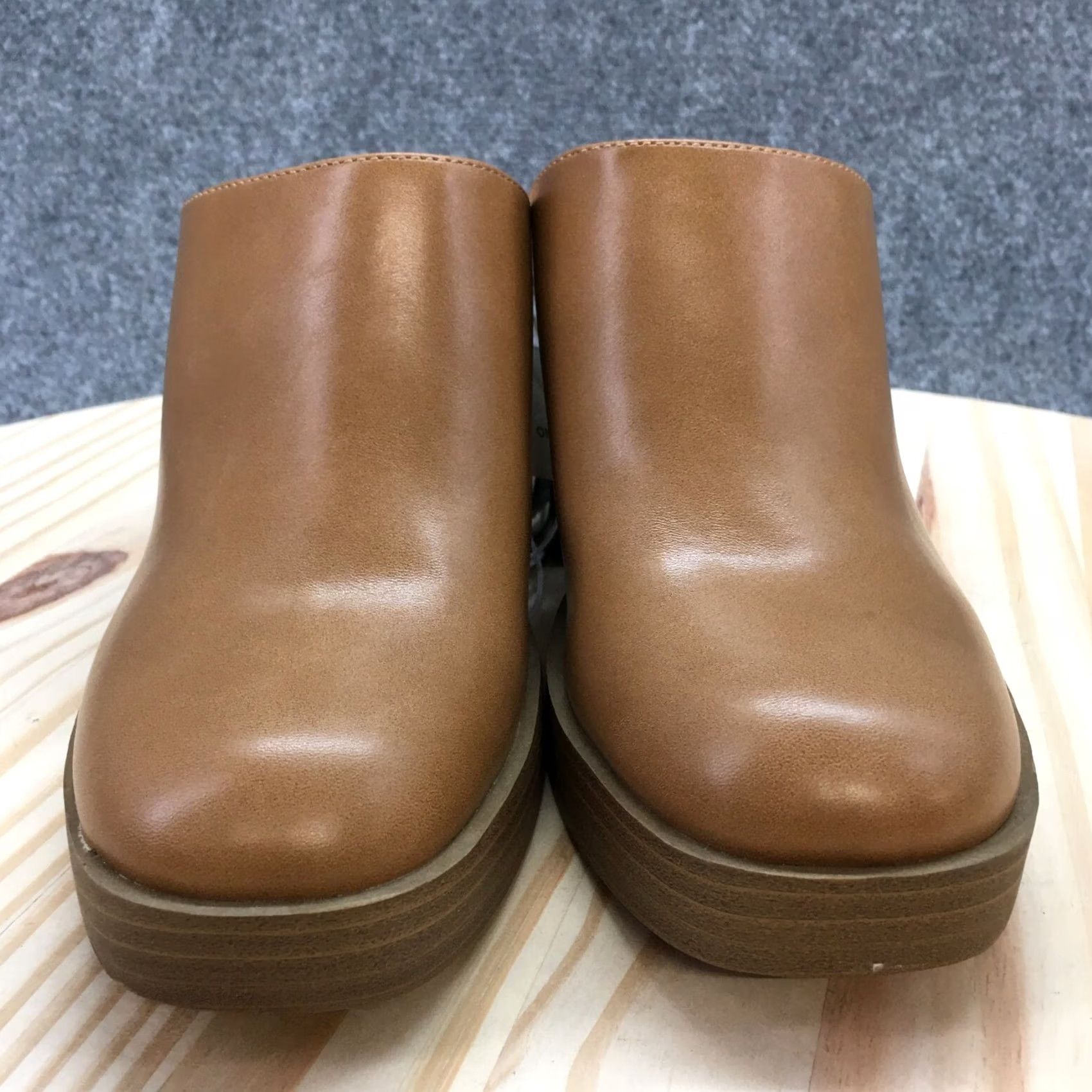 Vintage Universal Thread Heels Tess Mule Brown Faux Leather Slip On Womens 8 Casual Block Heel New Size US 8 / IT 38 - 4 Thumbnail