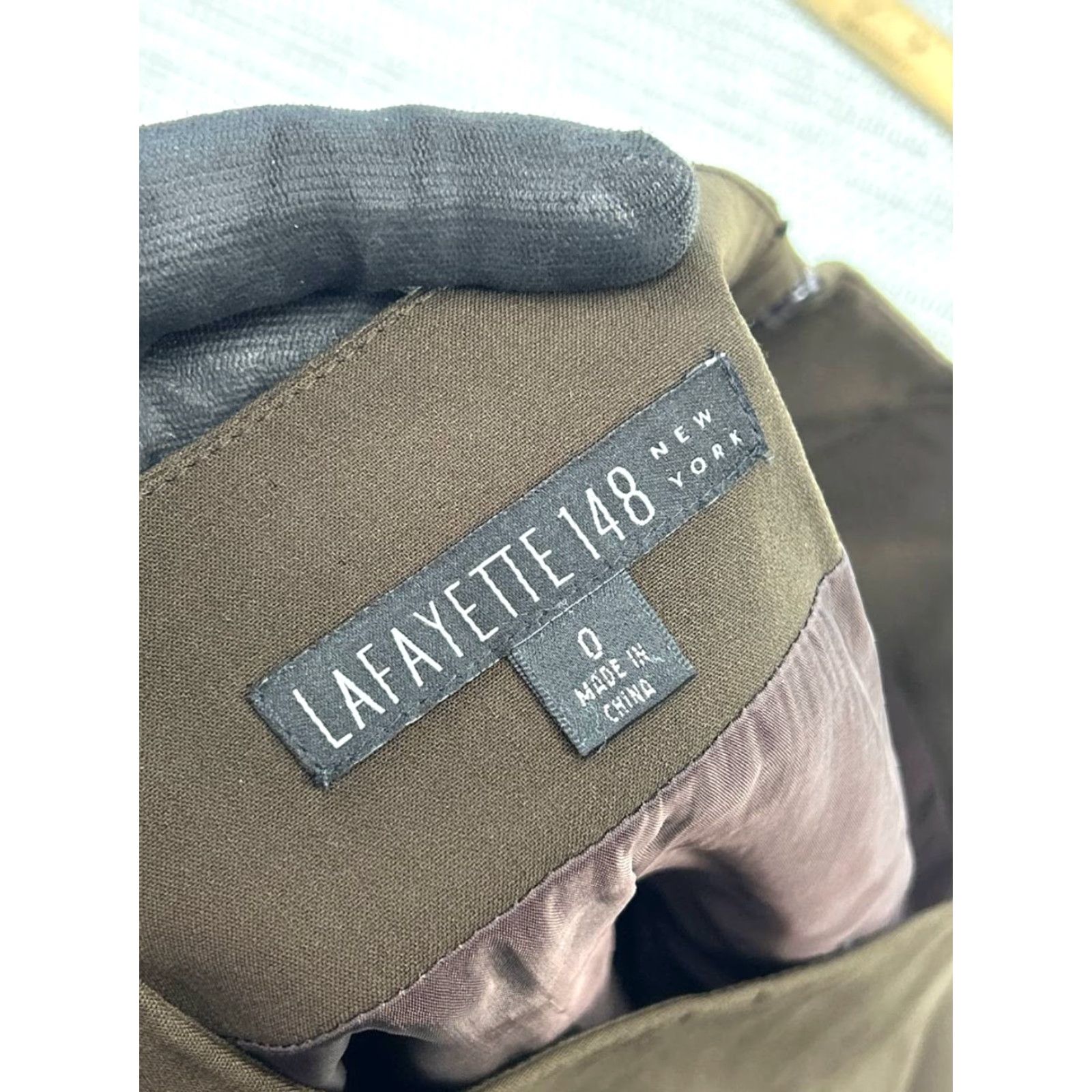 Vintage Lafayette 148 New York Pencil Skirt Womens 0 Brown Zip Back Slit Knee Length Straight & Pencil Mid Vintage No Size 25" / US 0 / IT 36 - 7 Thumbnail