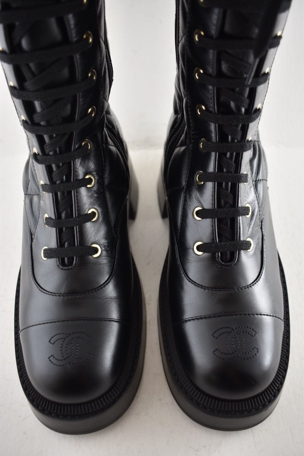 Chanel 24K Quilted Leather CC Combat Lace Military Tall Boot 38.5 Size US 8.5 / IT 38.5 - 7 Thumbnail