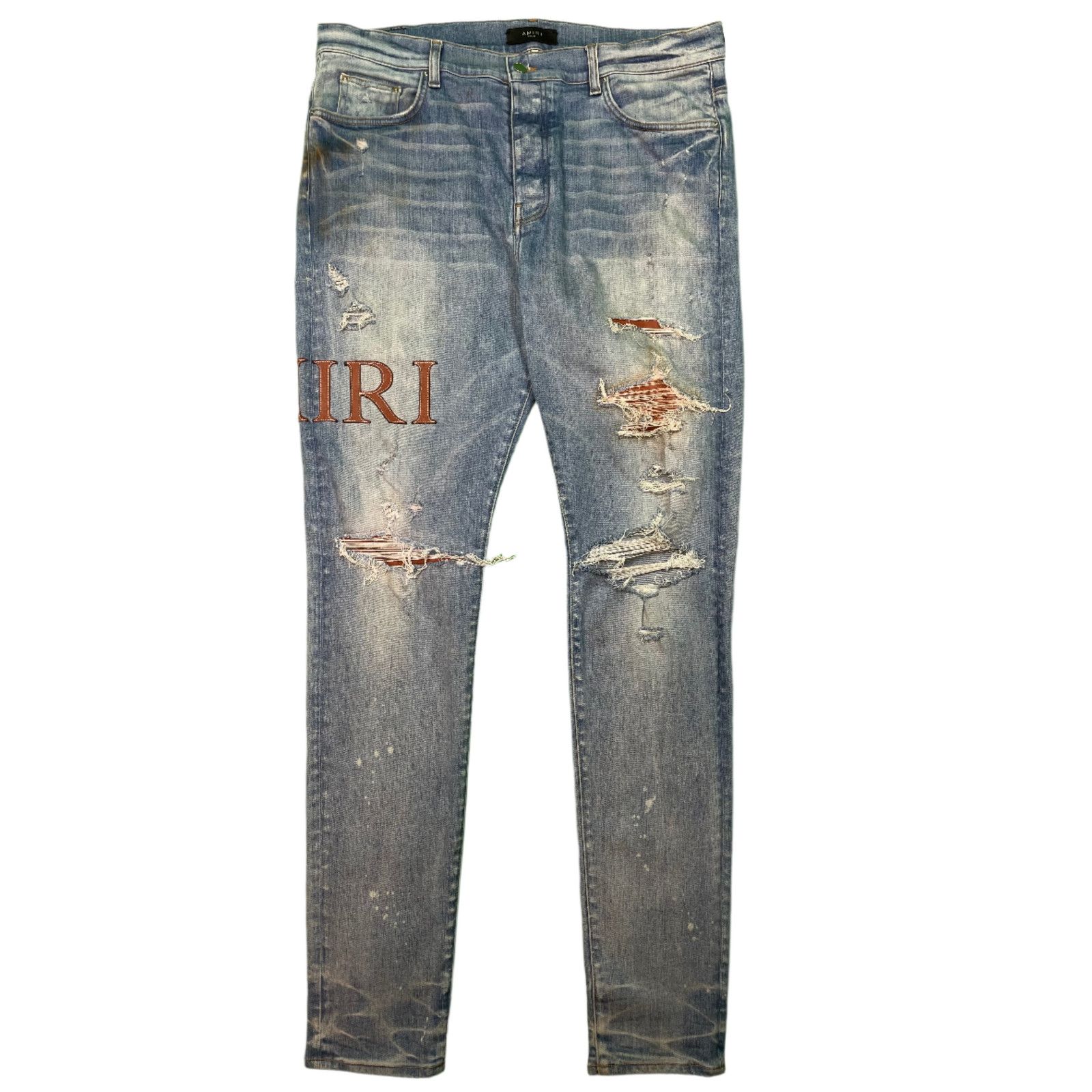 Amiri Clay Side Logo Light Wash Blue Jeans