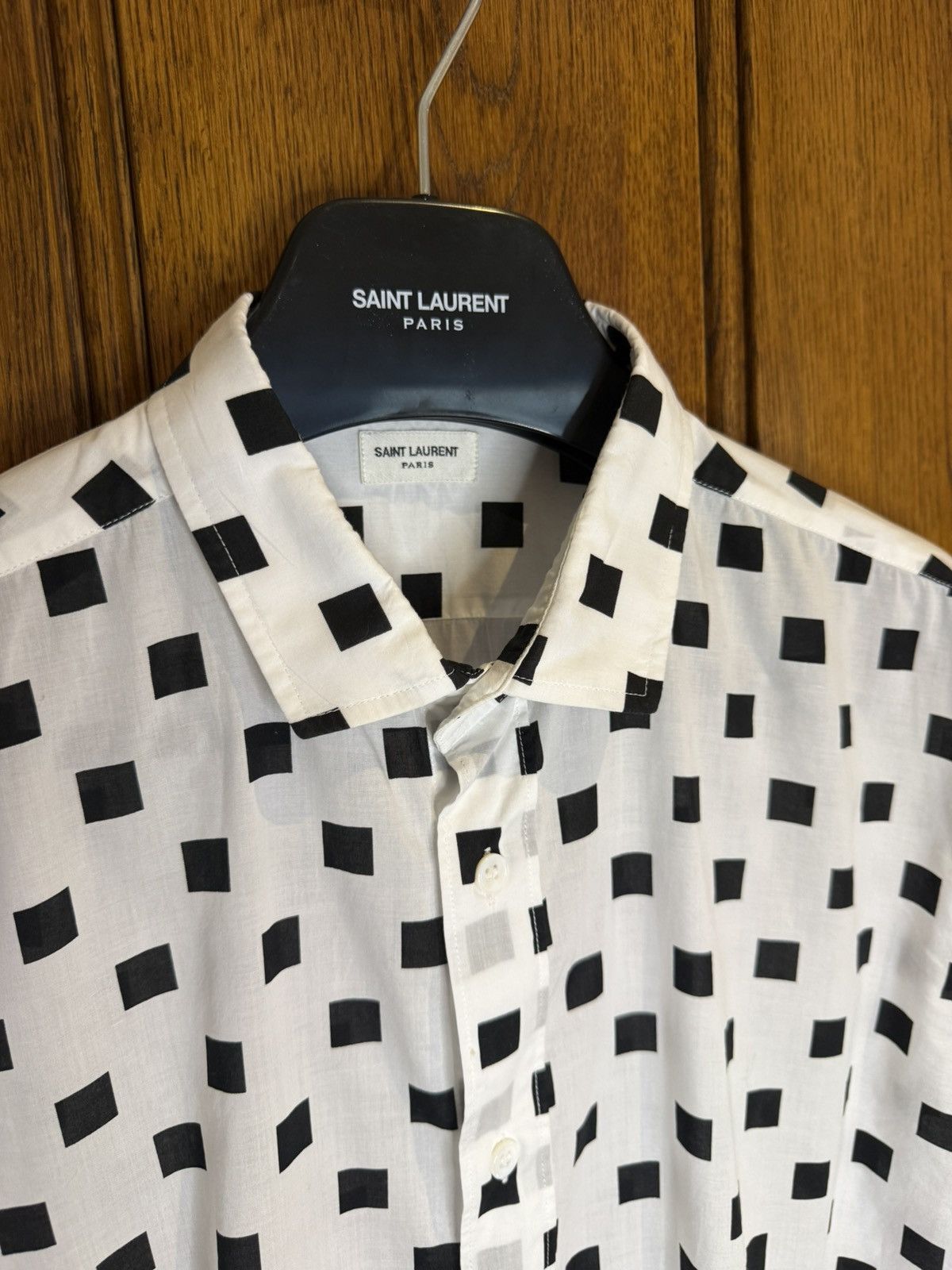 Saint Laurent Paris SS13 Saint Laurent square polka dot white shirt Hedi Slimane Size US M / EU 48-50 / 2 - 15 Thumbnail