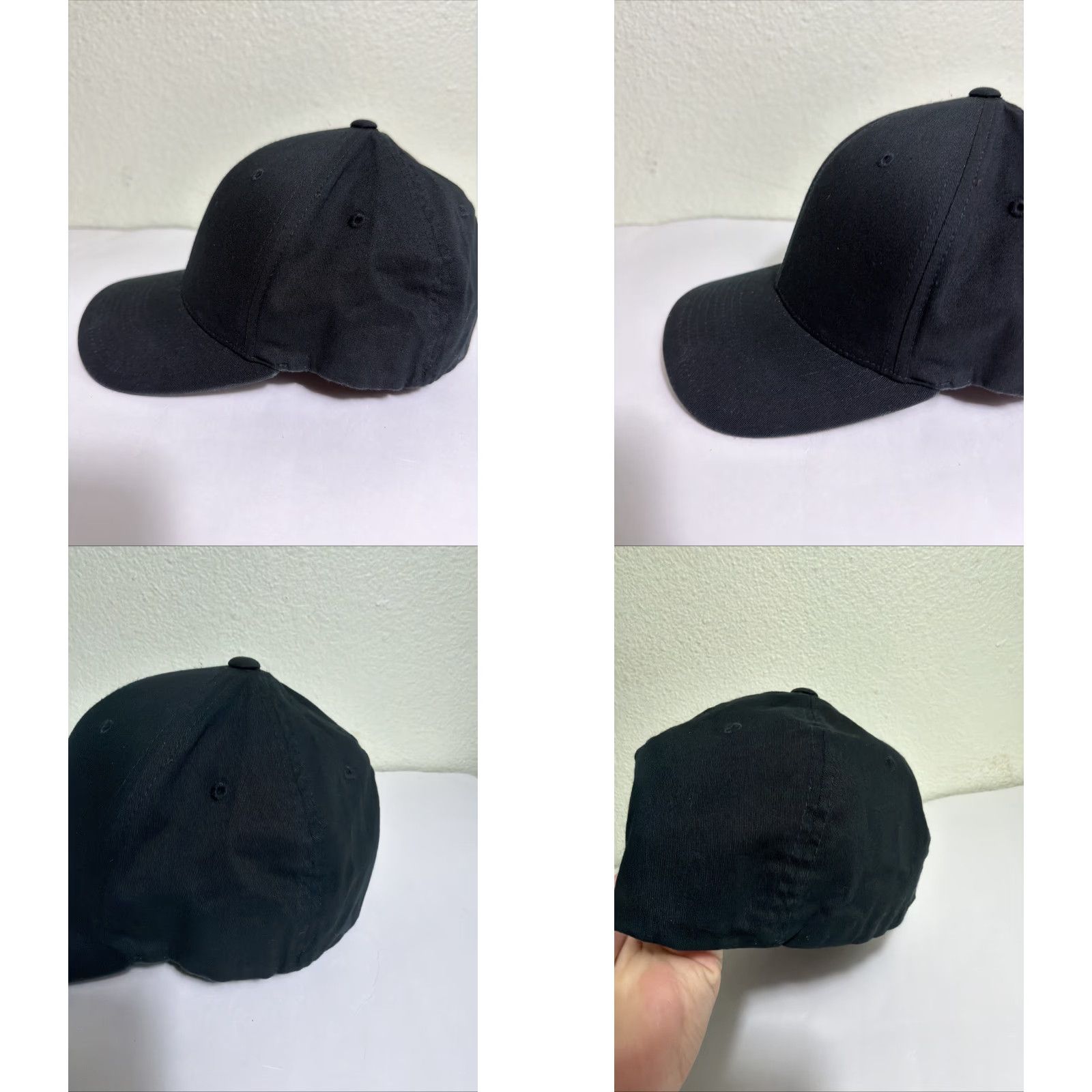 Vintage Flexfit Black hat L / XL Blank Baseball Fitted Hat Size ONE SIZE - 8 Thumbnail