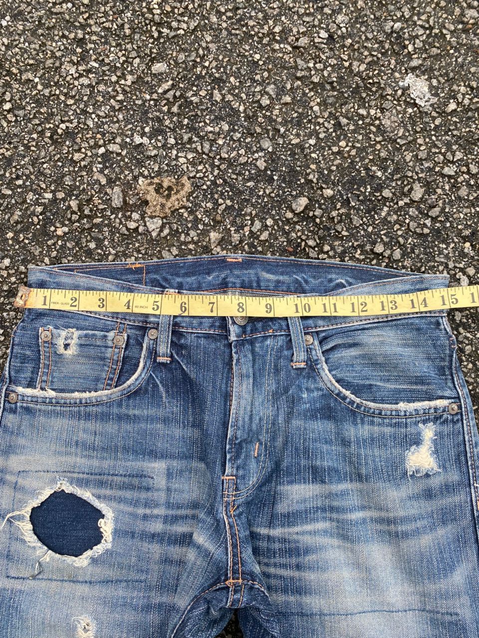 If Six Was Nine VINTAGE EDWIN 503 PACTHWORK DISTRESSED DENIM Size US 30 / EU 46 - 4 Thumbnail