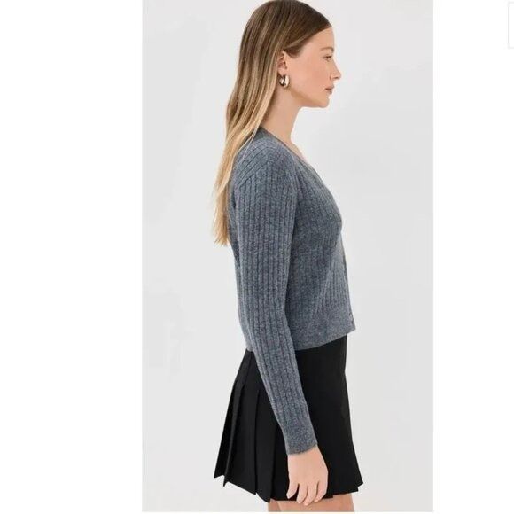 Staud NWT $295 STAUD Wallis Ribbed Cropped Cardigan Sweater Gray Size M / US 6-8 / IT 42-44 - 13 Thumbnail