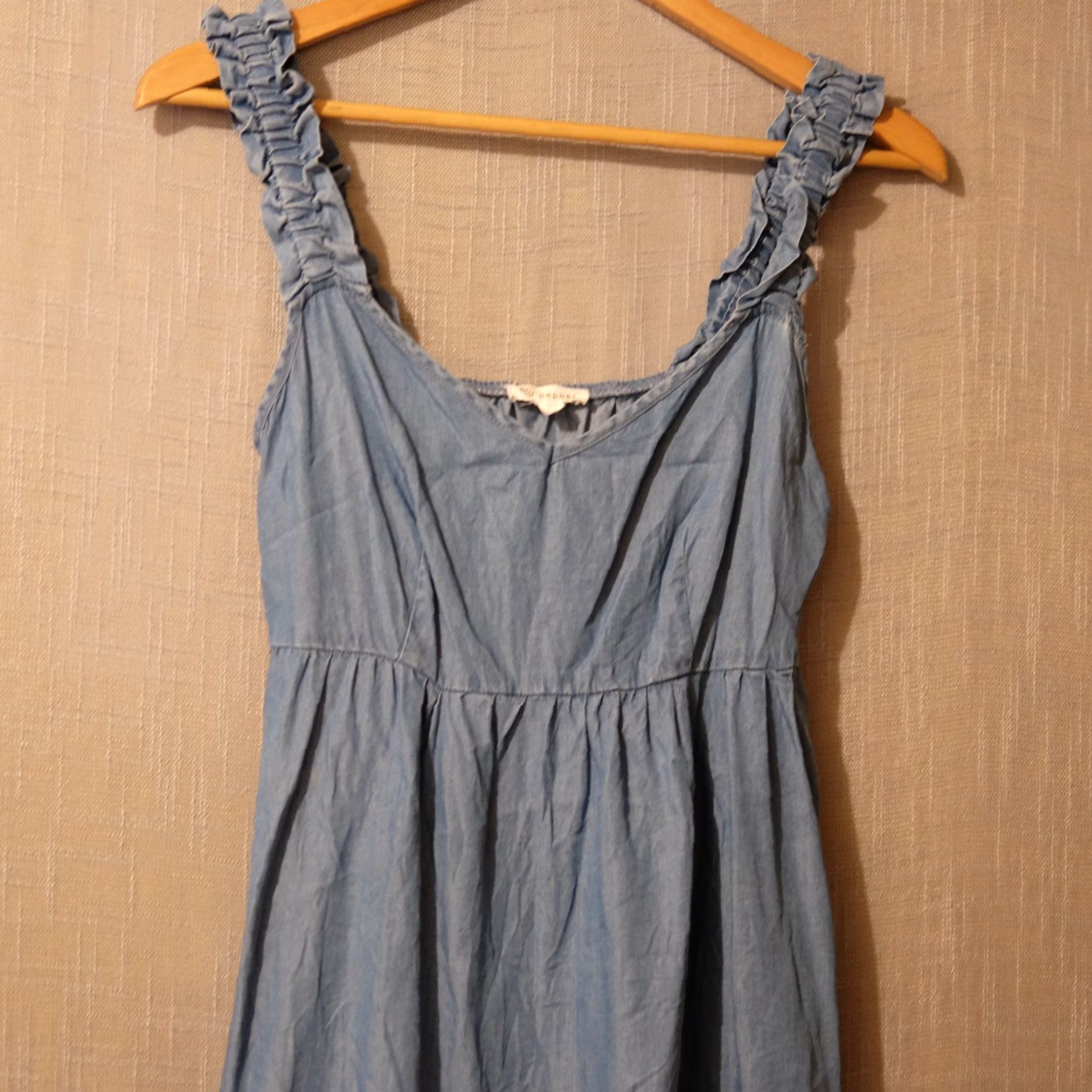 Vintage EUC Blu Pepper Kellie Chambray Mini Dress Blue Tiered Womens Size M #A1-109 Size M / US 6-8 / IT 42-44 - 2 Thumbnail