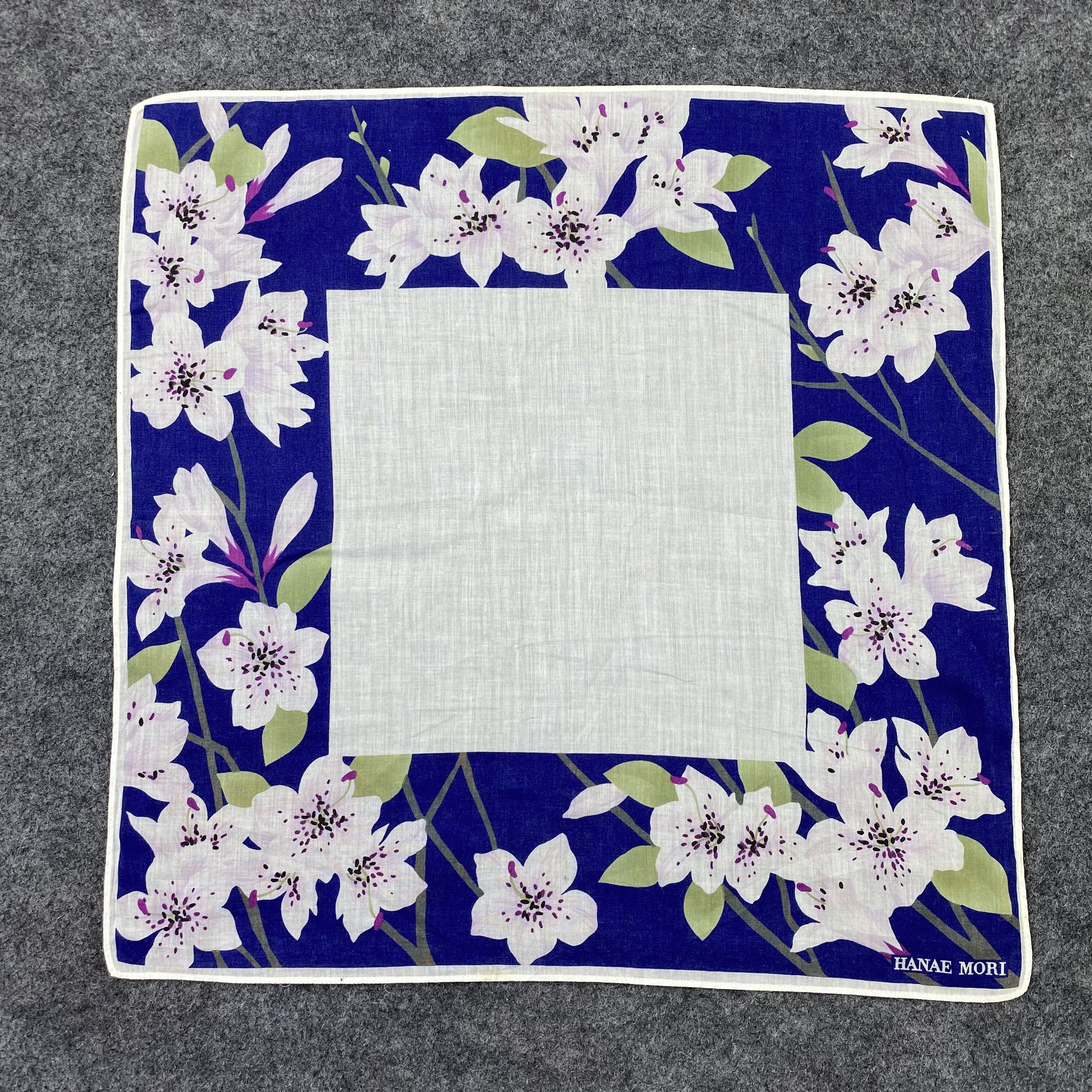 Hanae Mori Embroidery Handkerchief Neckerchief Bandana -B538