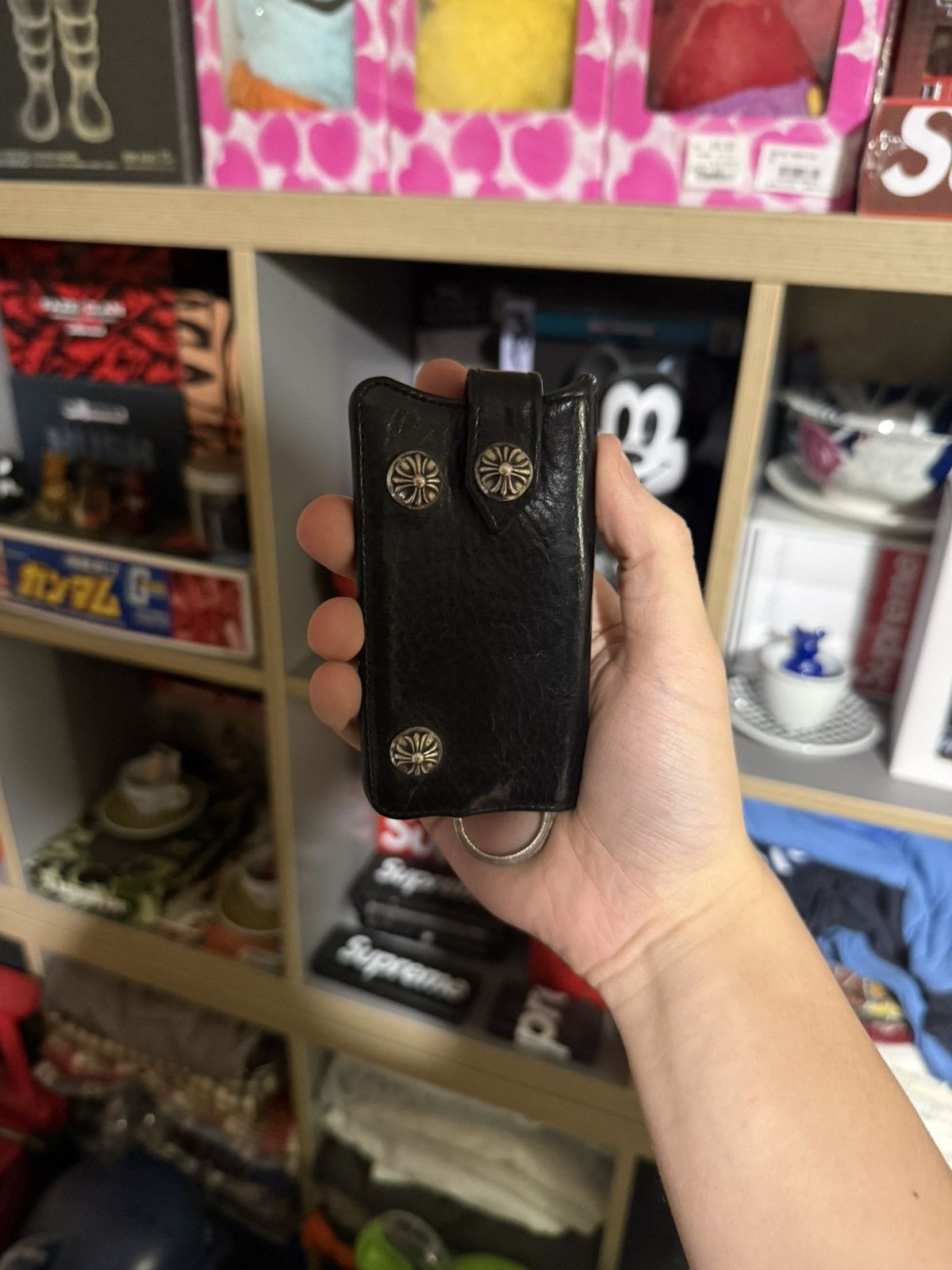 Chrome Hearts Black Leather Key-Clip Holder