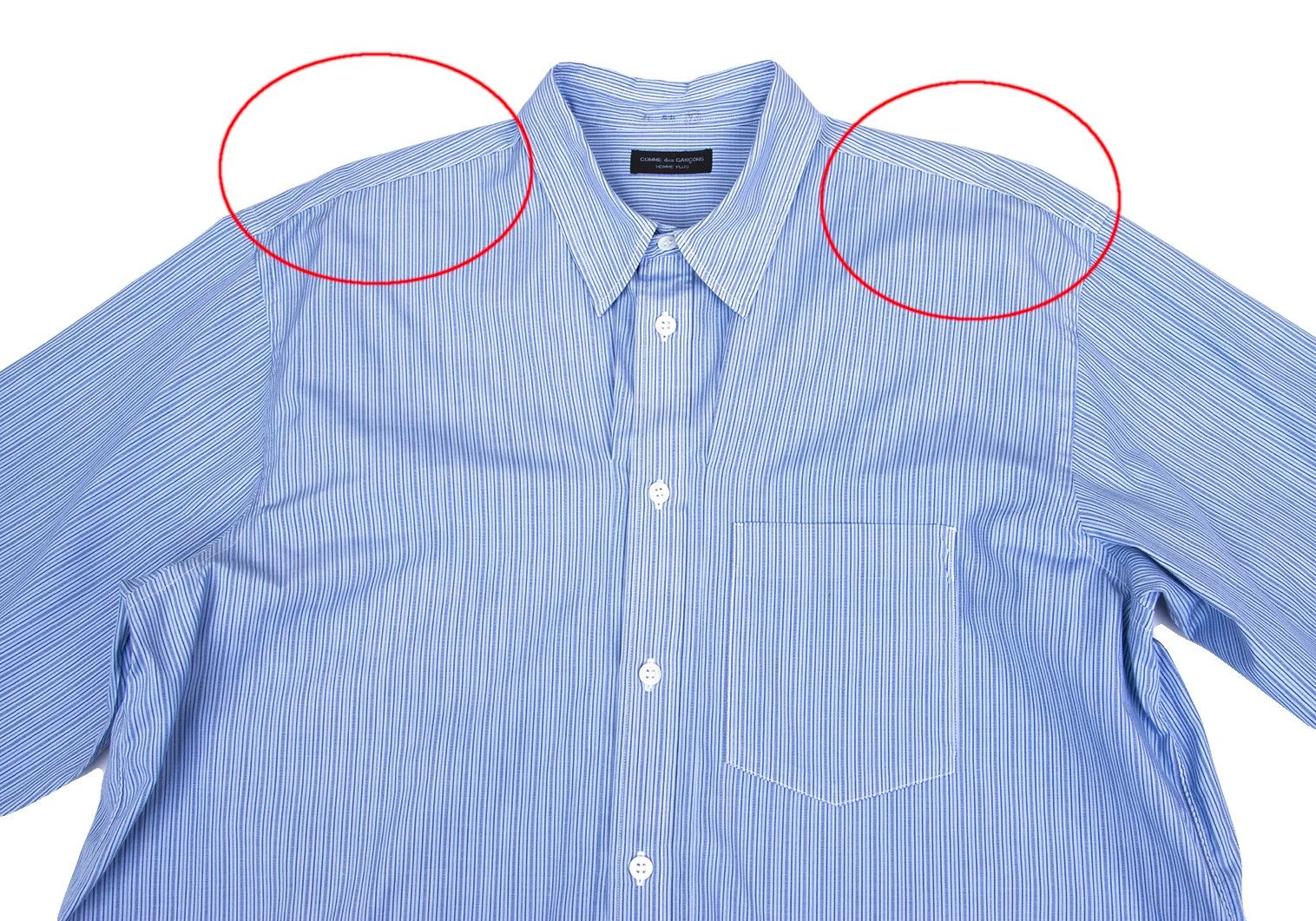 Comme des Garcons Homme Plus Cotton Stripe Shirt in Light Blue and Navy, Size M Size US M / EU 48-50 / 2 - 2 Thumbnail