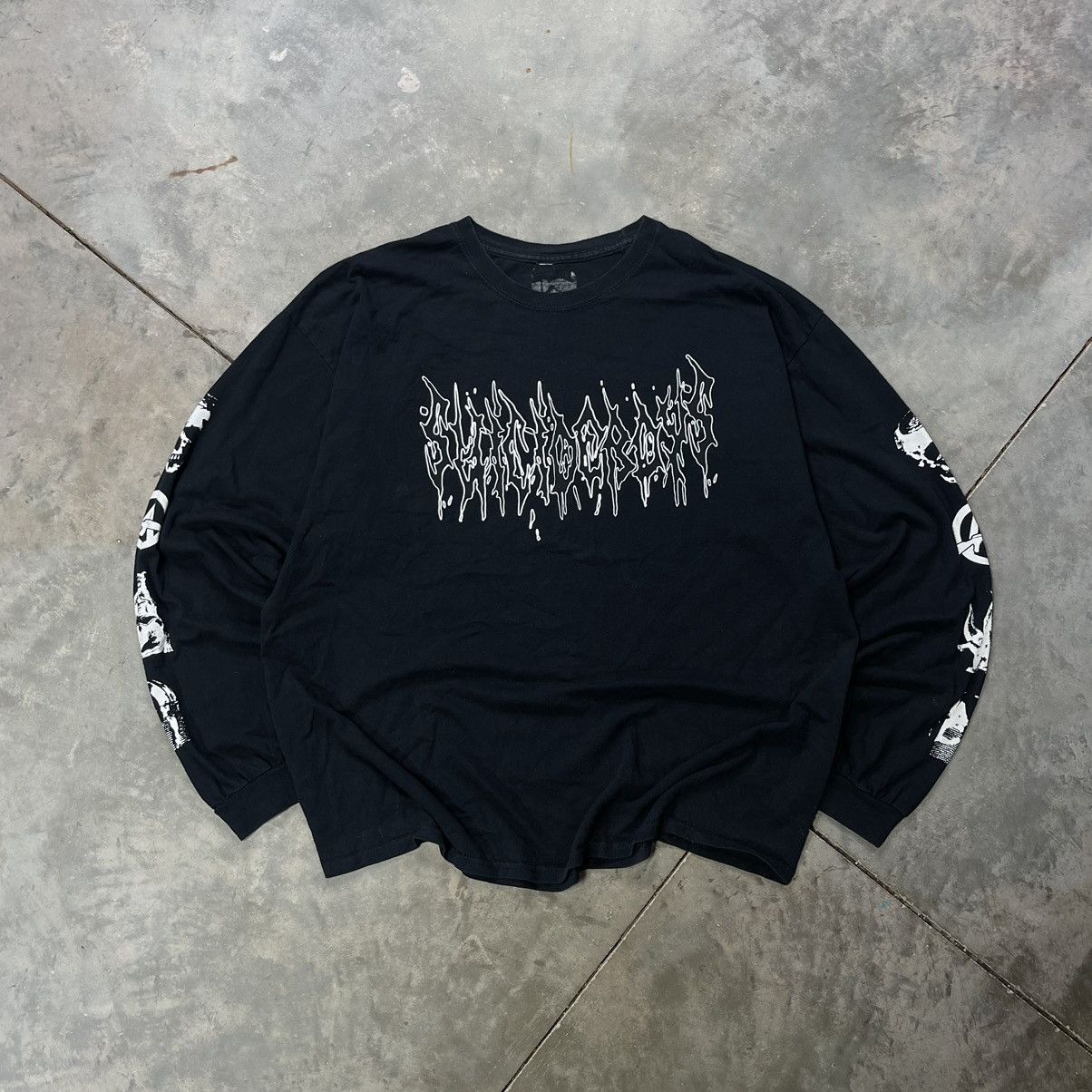 Pre-owned G59 Records X Pouya Uicideboy Merch Suicideboys Metal Logo Long Sleeve Shirt Grey Day