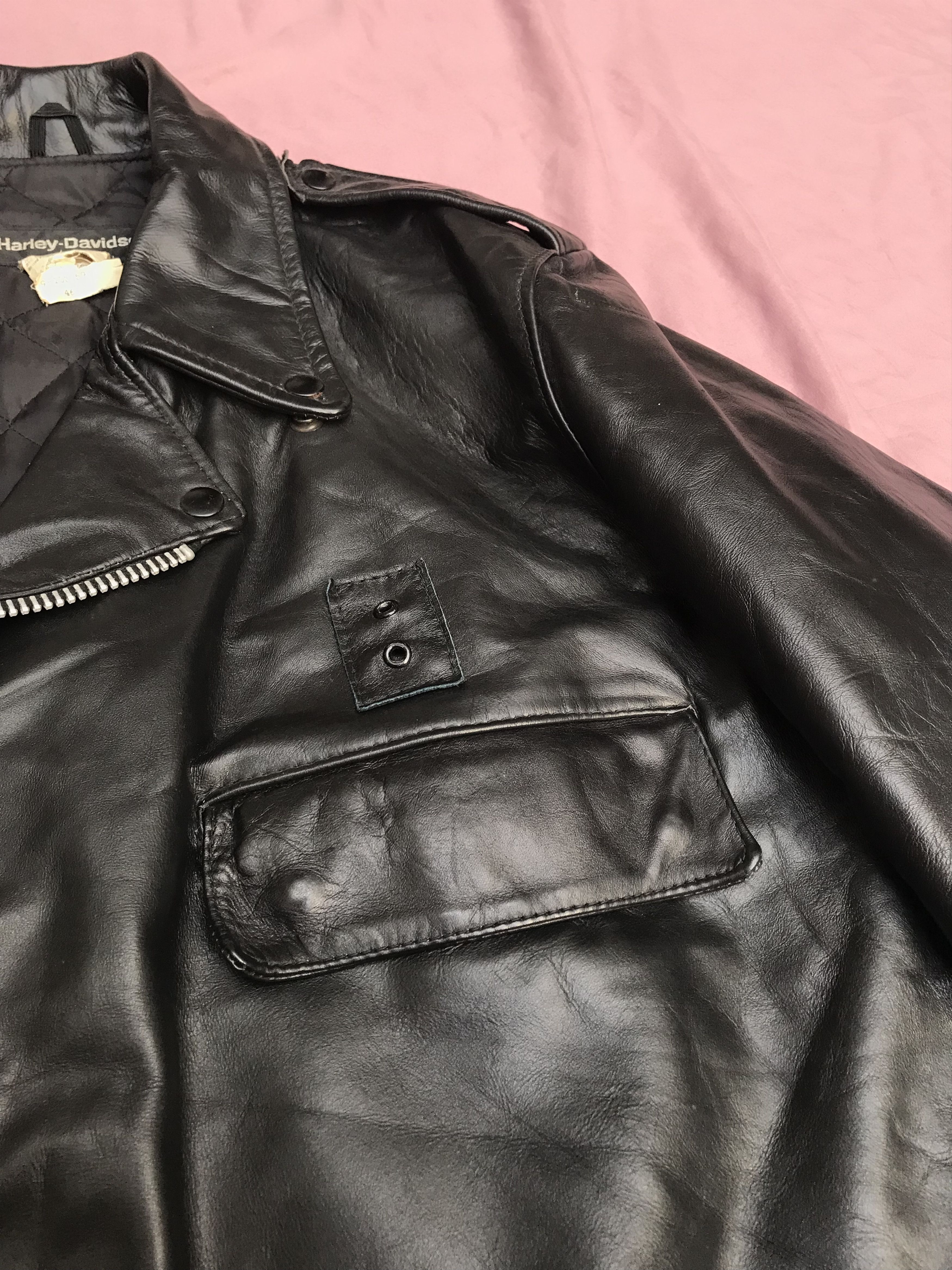 Harley Davidson AMF HARLEY DAVIDSON USA POLICE LEATHER BIKER JACKET Size US L / EU 52-54 / 3 - 7 Thumbnail