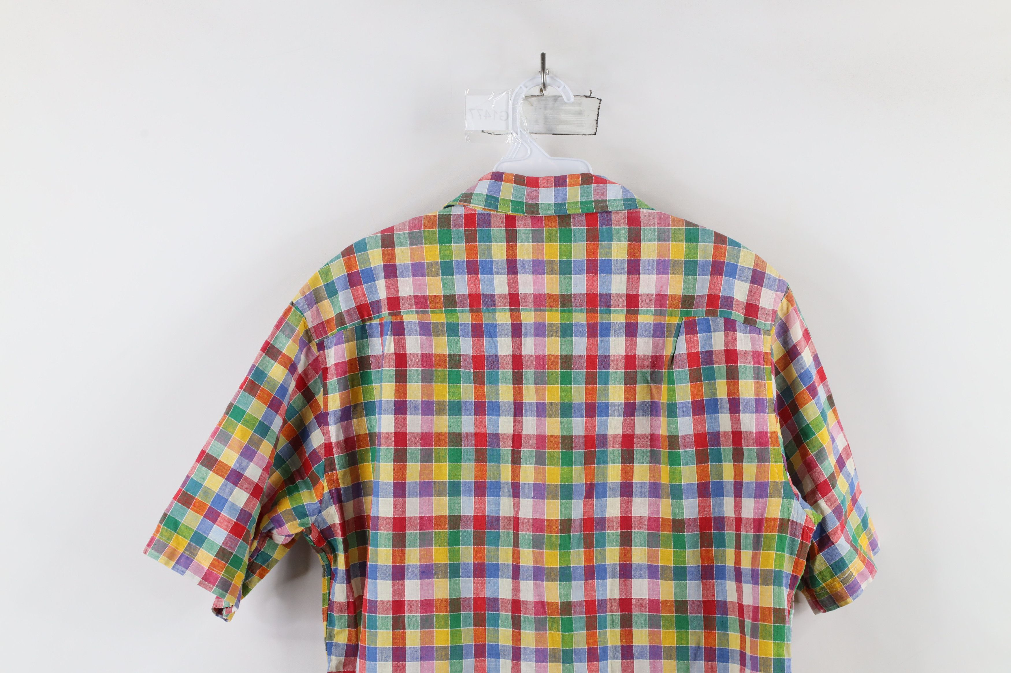 Vintage Vintage 60s 70s Streetwear Checkered Linen Button Shirt Size US L / EU 52-54 / 3 - 13 Thumbnail